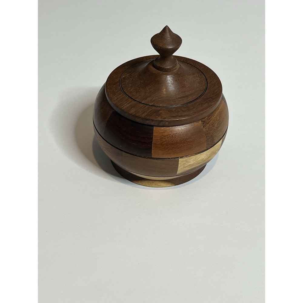 Vintage Handmade Wood Trinket Box With Lid Decor